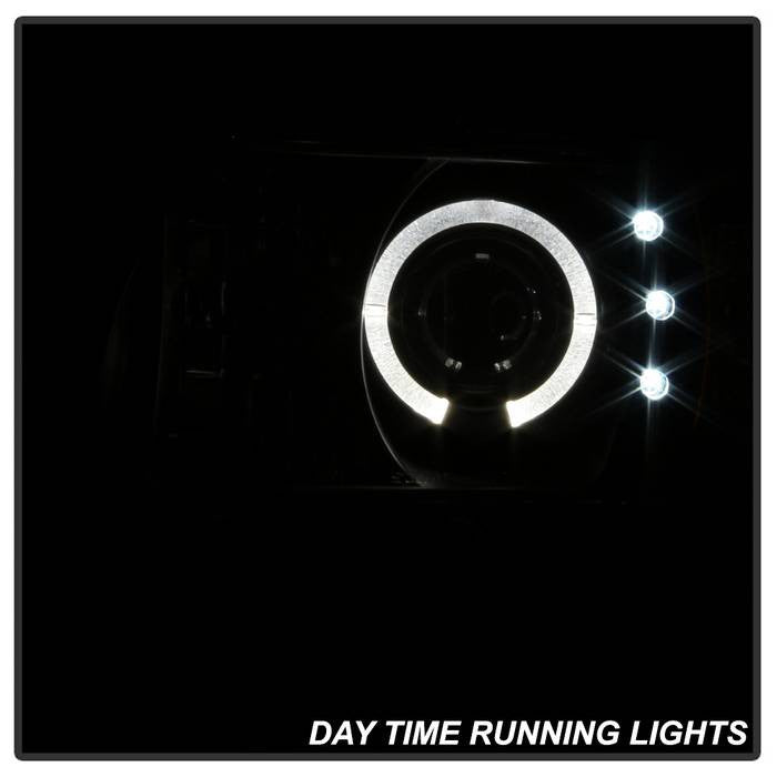 Spyder Dodge Ram 1500 94-01 Ram 2500 3500 94-02 99-01 Ram Sport Projector Headlights LED Halo Black installed