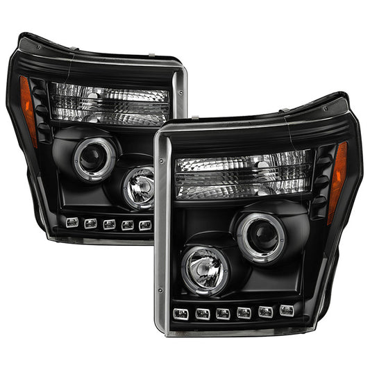 Spyder F250 F350 F450 Super Duty 11-16 Halo pro Headlights Black.