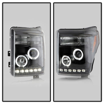 Spyder F250 Super Duty 11-16 Halo halo projector Headlights Black.