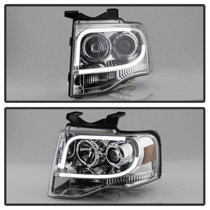 Spyder Ford Expedition 07-13 Projector Headlights Light Tube DRL installed Chrome