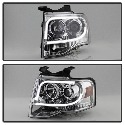 Spyder Ford Expedition 07-13 Projector Headlights Light Tube DRL installed Chrome