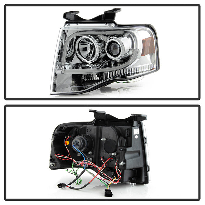 Spyder Ford Expedition 2007-13 Projector Headlights Light Tube DRL Chrome
