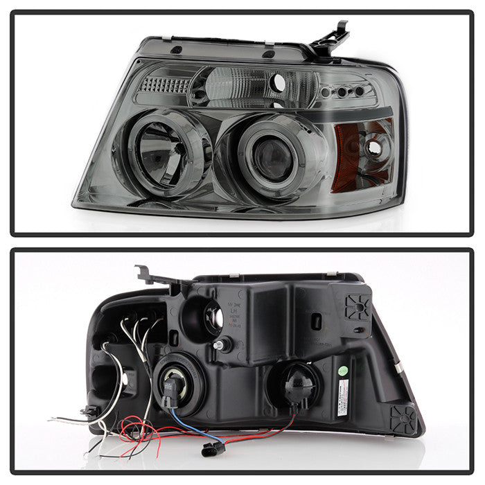 Spyder Ford F150 04-08 Projector Headlights Version 2 LED Halo Smoke