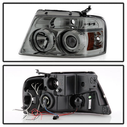 Spyder Ford F150 04-08 Projector Headlights Version 2 LED Halo Smoke