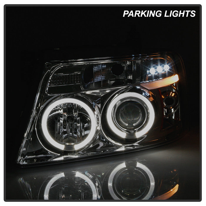 Spyder Ford F150 04-08 Projector Headlights Version 2 LED Halo Smoke installed