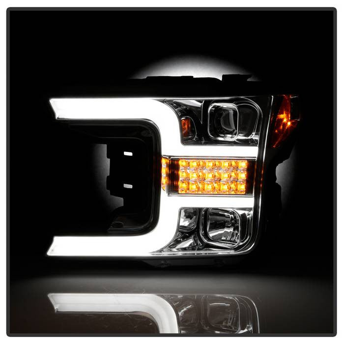Spyder Ford F150 18-19 Halogen Model Projector Headlights LED Sequential Signal Chrome installed