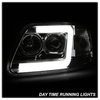 Spyder Ford F150 97-03 Expedition 97-02 1PC Version 2 Projector Headlights Light Bar DRL LED Chrome