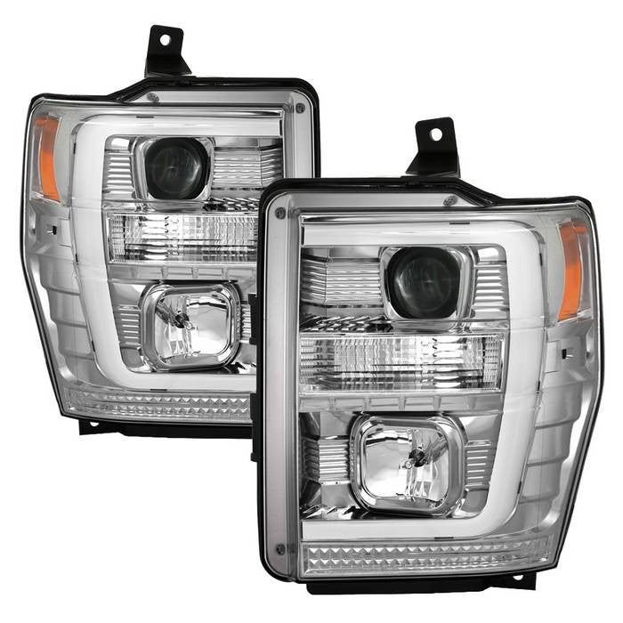 Spyder Ford F250 350 450 Super Duty 08-10 Version 2 Projector Headlights Light Bar DRL Chrome