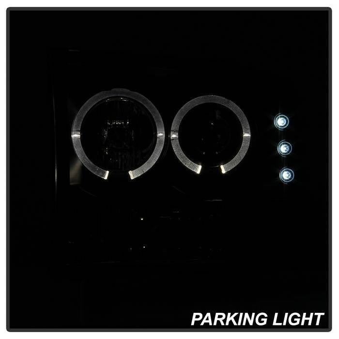Spyder Ford F250 Super Duty 99-04 / Excursion 00-04 V2 Halo Projector Headlights Black smoke installed