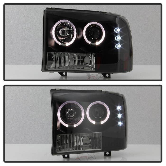 Spyder Ford F250 Super Duty 99-04 / Excursion 00-04 V2 Halo Projector Headlights installed Black smoke