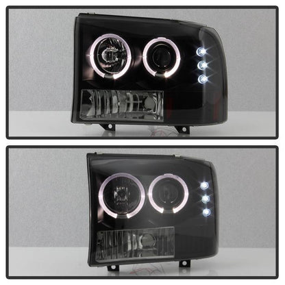 Spyder Ford F250 Super Duty 99-04 / Excursion 00-04 V2 Halo Projector Headlights installed Black smoke