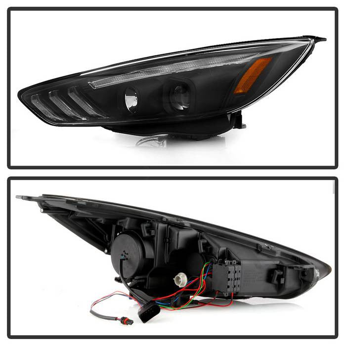 Spyder Ford Focus 2015-18 Projector Headlights Sequential Signal Black
