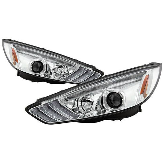Spyder Ford Focus 15-18 Projector Headlights Sequential Signal Light Bar Chrome