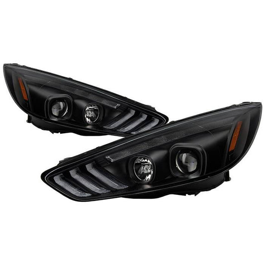 Spyder Ford Focus 15-18 Projector Headlights Sequential Signal Black