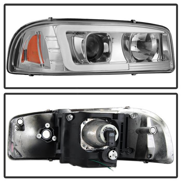 Spyder GMC Sierra 1500 2500 3500 99-06 GMC Sierra Denali 02-07  V2 Projector Headlights Light Bar DRL Chrome