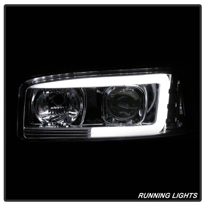 Spyder GMC Sierra 1500 2500 3500 99-06 GMC Sierra Denali 02-07 GMC Yukon 00-06 GMC Yukon Denali 01-06 V2 Projector Headlights Light Bar DRL Chrome
