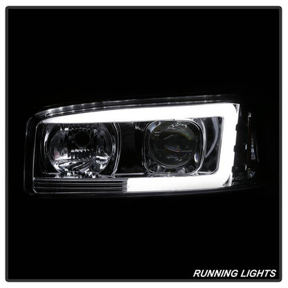 Spyder GMC Sierra 1500 2500 3500 99-06 GMC Sierra Denali 02-07 GMC Yukon 00-06 GMC Yukon Denali 01-06 V2 Projector Headlights Light Bar DRL Chrome
