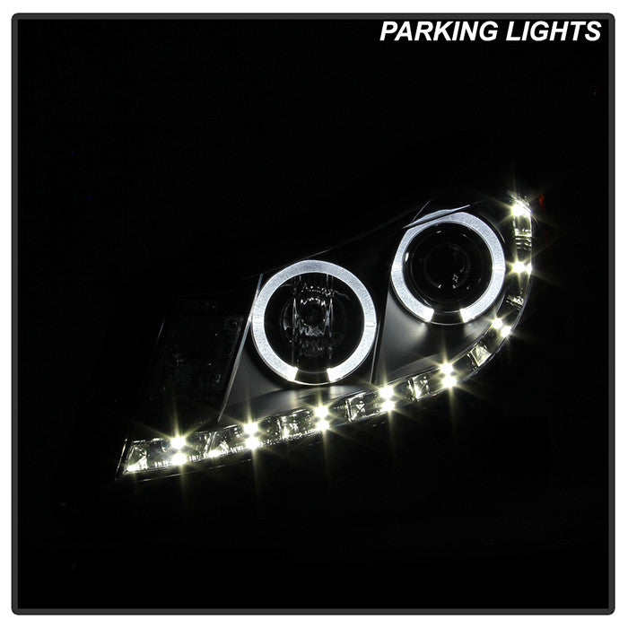 Spyder Honda Accord 08-12 4Dr LED Halo Projector Headlights DRL Black installed
