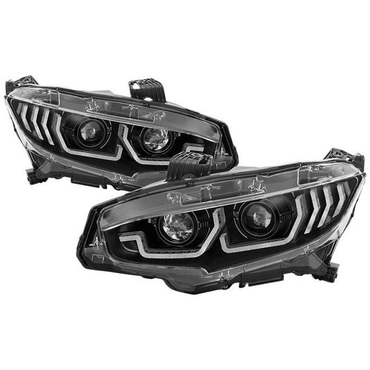 Spyder Honda Civic 16-20 2DR/4DR/Hatchback LED Sequential Turn Signal Projector Headlight Black