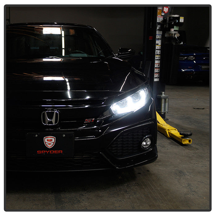 Spyder Honda Civic 16-20 2DR/4DR/Hatchback LED Sequential Turn Signal Projector Headlight Black installed