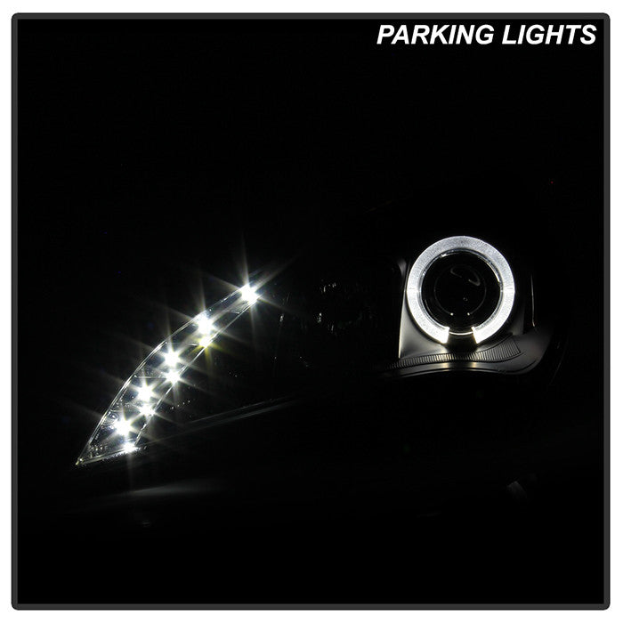 Spyder Hyundai Genesis 10-12 Projector Headlights Halogen Model LED Halo DRL Black installed