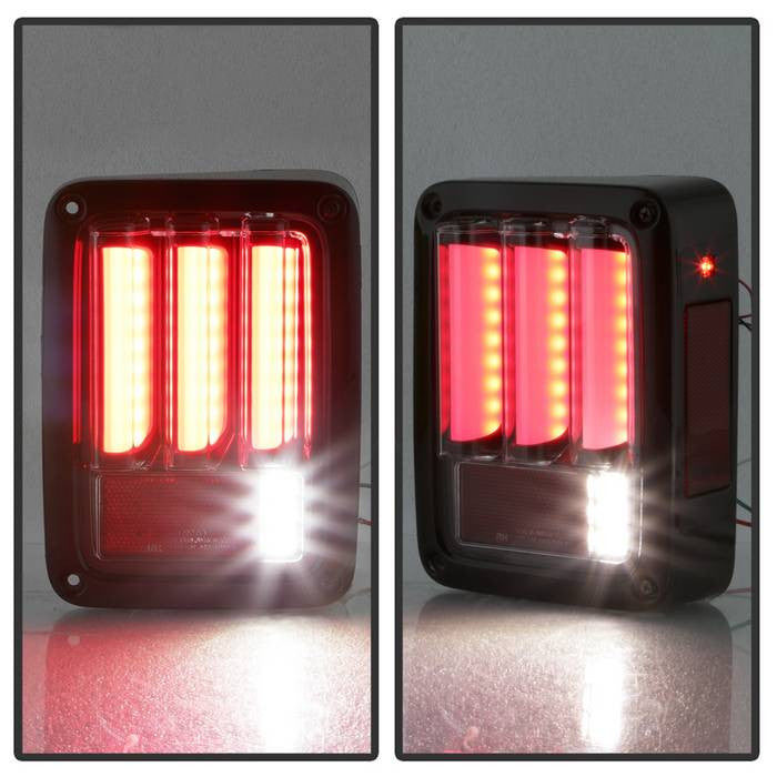 Spyder Jeep 07-18 Wrangler V2 installed LED bar seq tail lights black