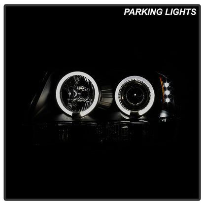 Spyder Jeep Grand Cherokee 99-04 Projector Headlights LED Halo Black Smoke installed