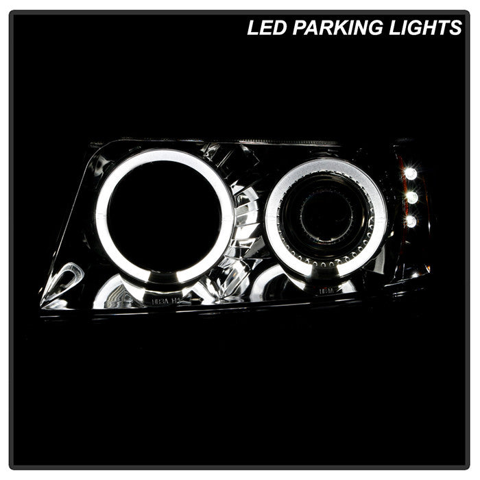 Spyder Jeep Grand Cherokee 99-04 Projector Headlights LED Halo chrome Smoke installed