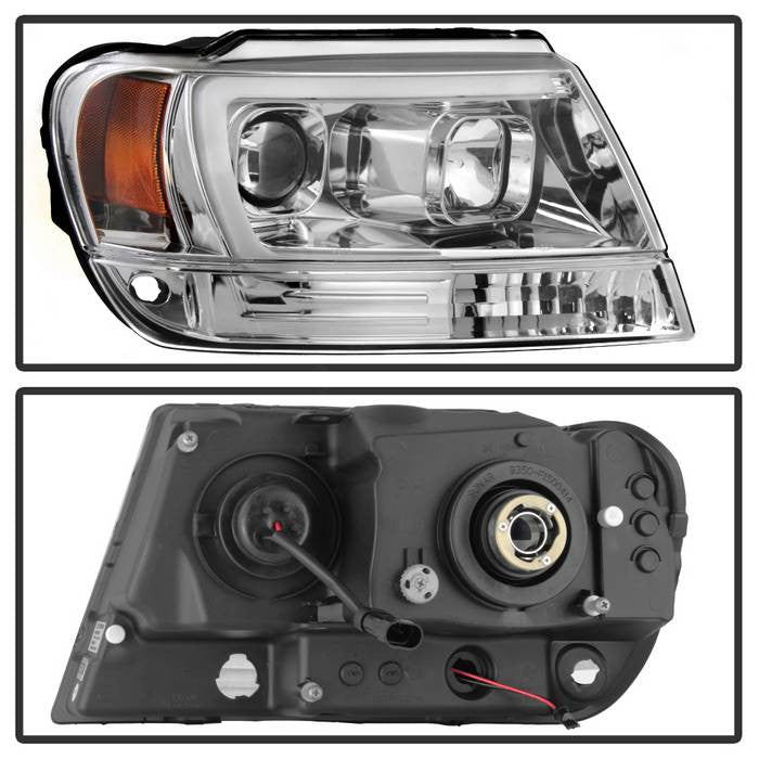 Spyder Jeep Grand Cherokee 99-04 Version 2 Light Bar Projector Headlights Chrome
