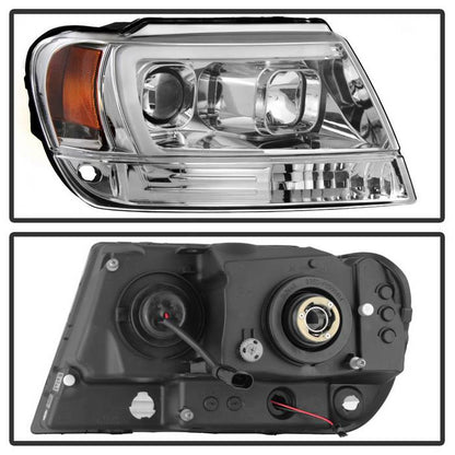 Spyder Jeep Grand Cherokee 99-04 Version 2 Light Bar Projector Headlights Chrome