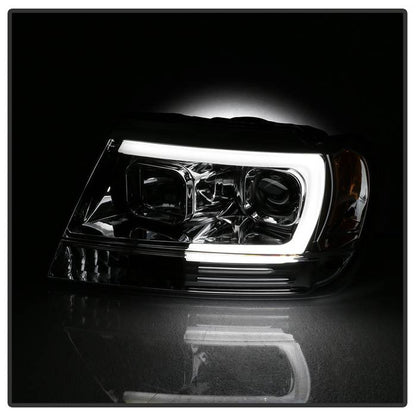 Spyder Jeep Grand Cherokee 99-04 Version 2 Light Bar Projector Headlights Chrome installed