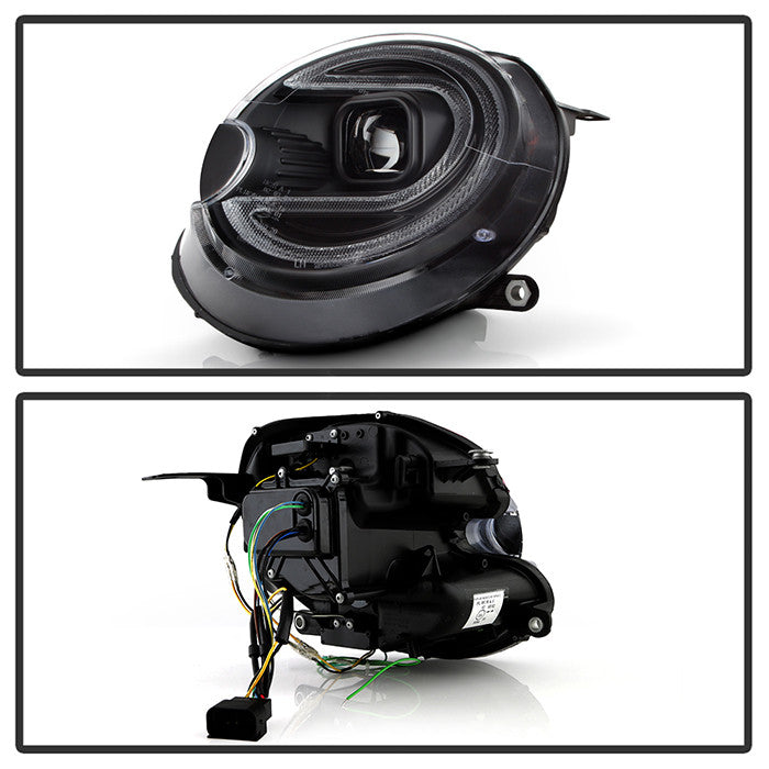 Spyder Mini Cooper 2007-2012 Version 2 Halogen Model Projector Headlights Switch Back DRL black