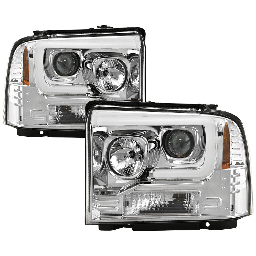 Spyder Platinum 05-07 Ford F250 F350 F450 Super Duty projector headlights chrome