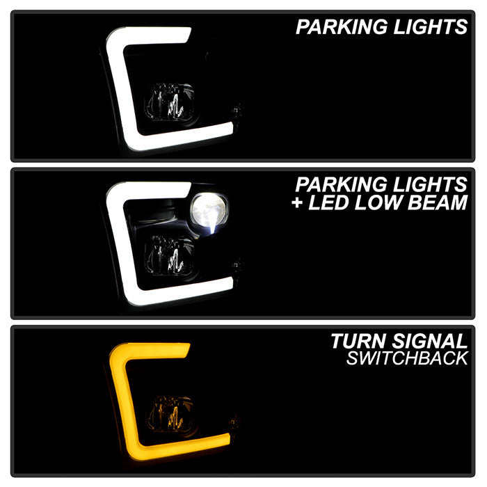 PRO-YD-DR09PL-SB-BK Platinum Dodge Ram 1500 2500 3500 10-18 Headlights parking lights turning signal low beams h1