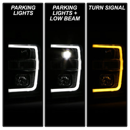 Spyder Platinum Ford F-250 Super Duty LED projector headlights black