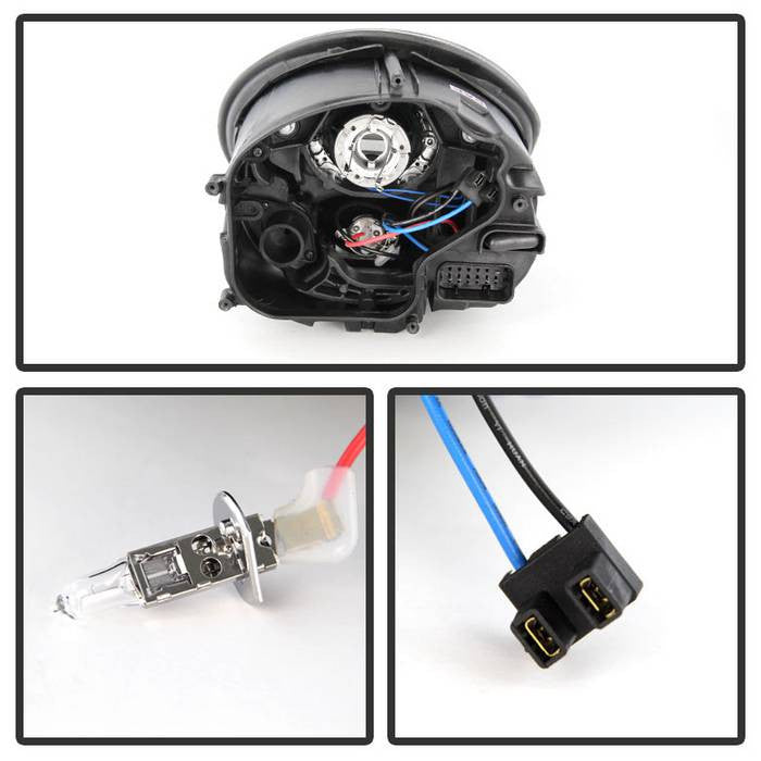 Spyder Porsche 911 997 2005-2009 Projector Headlights Halogen Model DRL LED Black