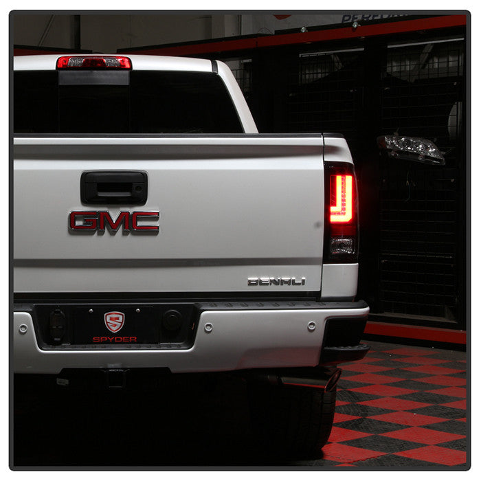 Spyder Sierra 16-18 1500 2500 3500HD installed LED bar tail lights black