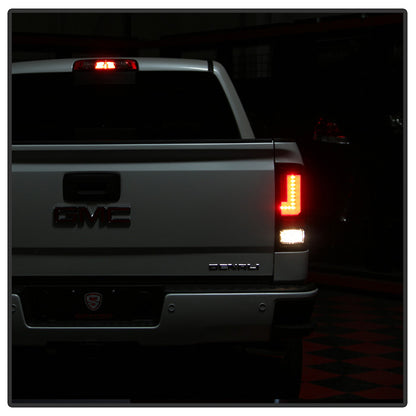 Spyder Sierra 16-18 1500 2500 3500HD LED bar tail lights installed black