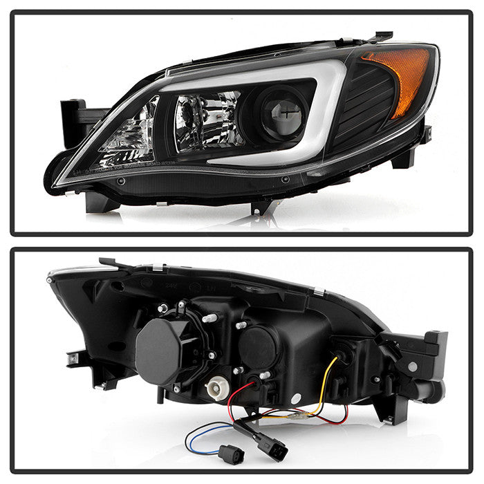 Spyder 08-14 Subaru Impreza WRX Projector Headlights Black Xenon light bar DRL