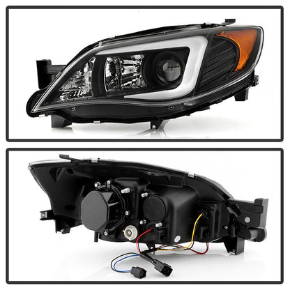 Spyder 08-14 Subaru Impreza WRX Projector Headlights Black Xenon light bar DRL