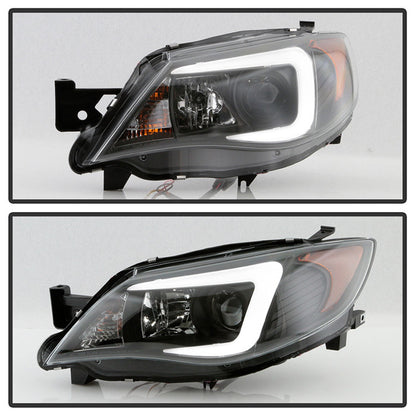 Spyder Subaru Impreza WRX 08-14 Projector Headlights Black Xenon installed light bar DRL