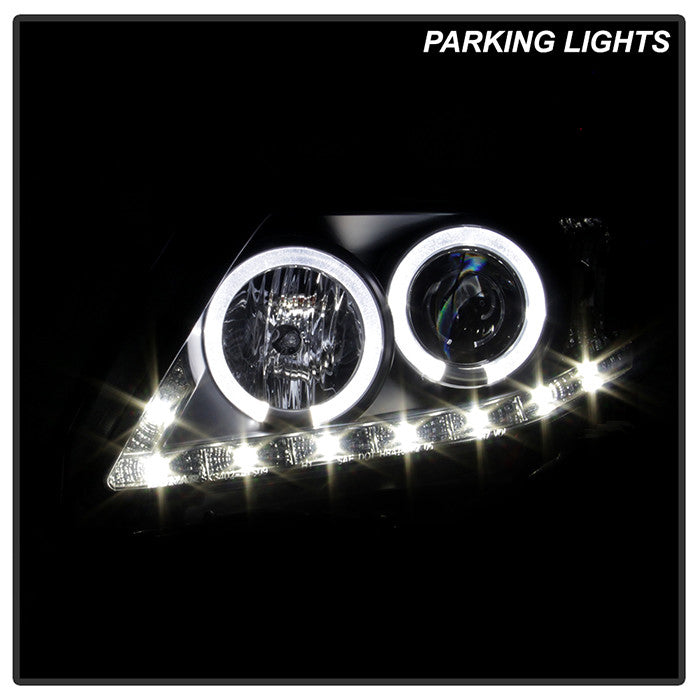 Spyder Toyota Corolla 09-10 Projector Headlights LED Halo DRL Black installed