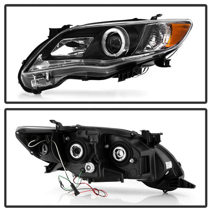 Spyder Toyota Corolla 11-13 Projector Headlights Halogen Model DRL LED Black