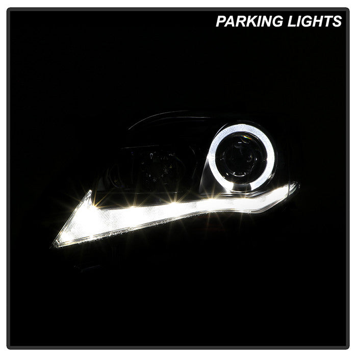 Spyder Toyota Corolla 11-13 Projector Headlights Halogen Model DRL LED Black installed