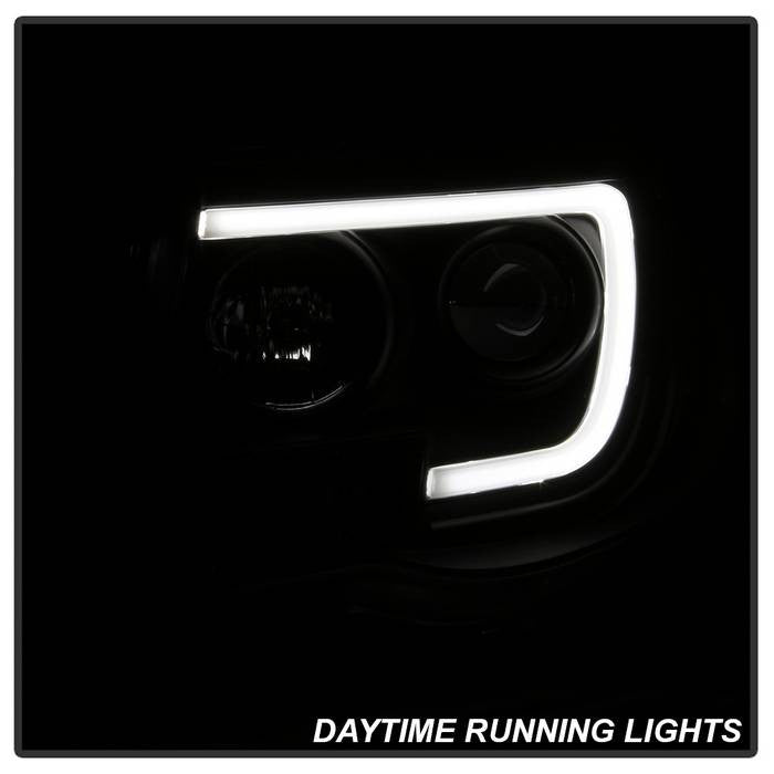 Spyder Toyota Tacoma 05-11 Version 2 Projector Headlights Light Bar DRL Black Smoke installed