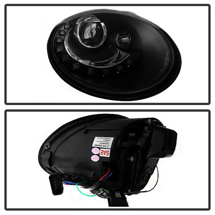 PRO-YD-VB06-DRL-BK VW Beetle 06-10 DRL Projector Headlights  backside of the rear back panel