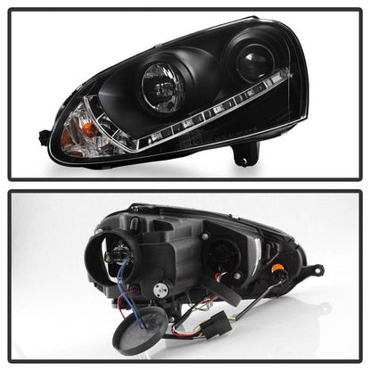 PRO-YD-VG06-DRL-BK VW GTI/ Jetta / Rabbit 06-09 DRL Projector Headlights Black backside of the rear back panel