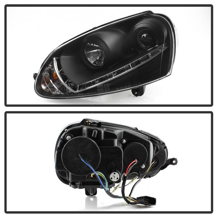 PRO-YD-VG06-HID-DRL-BK VW GTI/ Jetta/ Rabbit 06-09 Projector Headlights Black OEM Xenon backside of the rear back panel