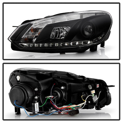 PRO-YD-VG10-DRL-BK VW Golf / GTI 10-13 DRL Projector Headlights backside of the rear back panel