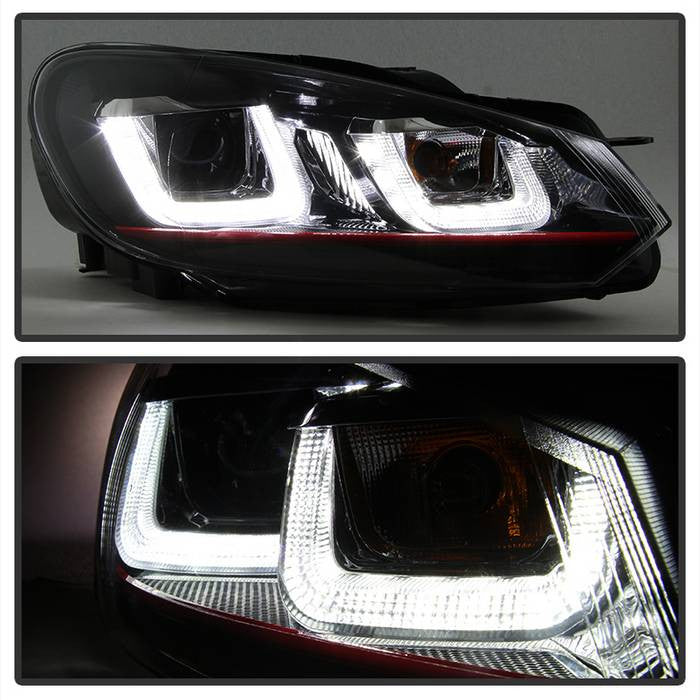 PRO-YD-VG10V3R-DRL-BK VW Golf / GTI 10-13 projector headlights halo on to show